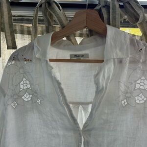 Madewell White Floral Embroidered Women's Top